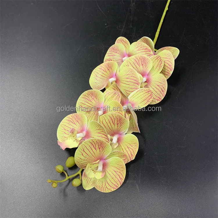 QSLH-W215 High Quality 9 Heads Artificial Phalaenopsis Butterfly Orchid Real Touch Orchids Latex Decorative Flower