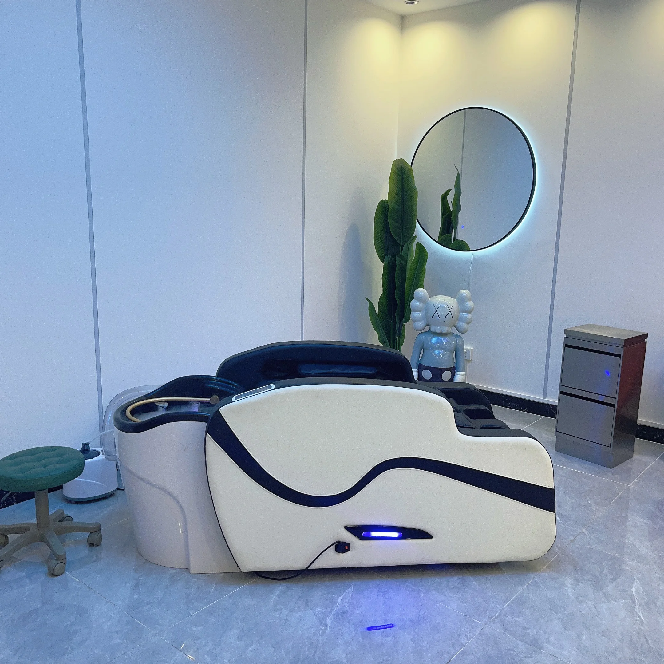 Track Lay Down Hair Washing Modern Shampoo Chair Luxury Professional Airbag Spa Electric Massage Shampoo Bed Chair