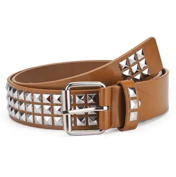 wholesale Punk Leather Studded Belt Square Beads Rivet Belts