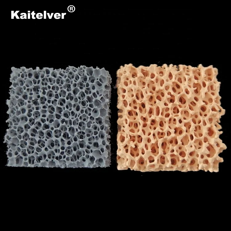 Ceramic foundry/casting foam filter (Al2O3, Sic, ZrO2, MgO) for metallic liquid filtration