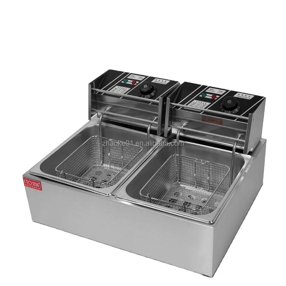 Double tanks Commercial fish potato plantain chips fats fryer frying machine electric turkey industrial deep fryer