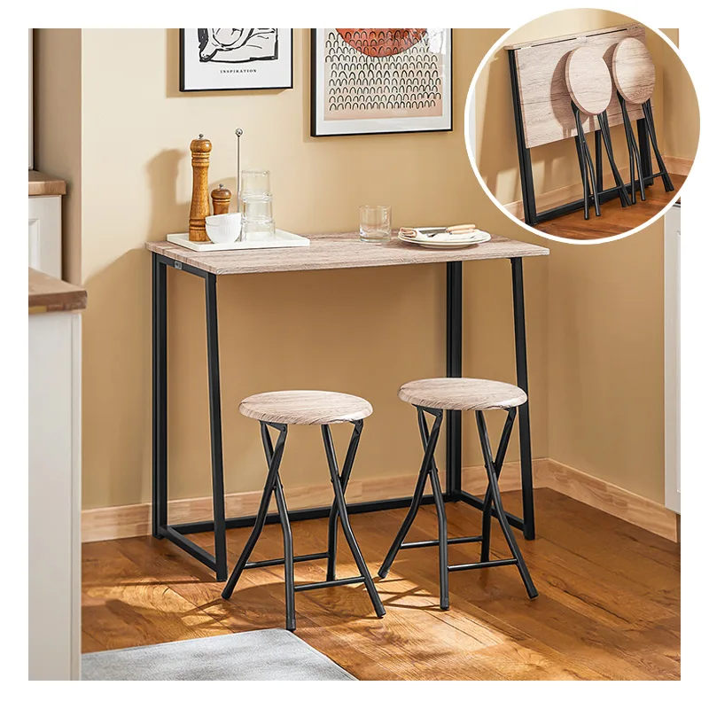 Factory Direct sale Folding Table and 2 Folding Stools, Home Kitchen Breakfast Set Furniture Dining Set