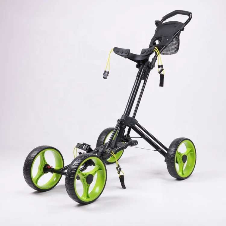 
Four -Wheel Golf Trolley with Footbrake System Beverage Holder 