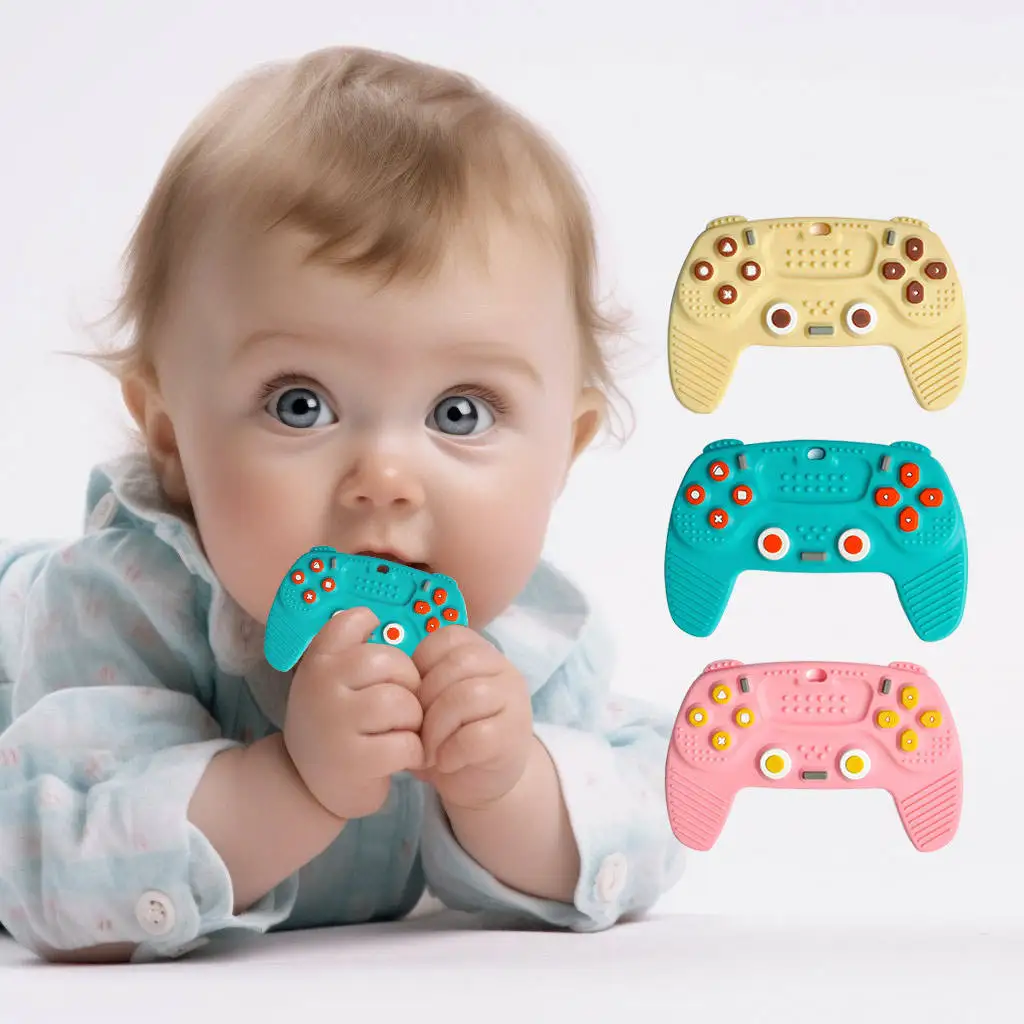 2023 New Arrivals Bpa Free Food Grade Remote Control Shape Teething Sensory Toys Silicone Baby Teethers