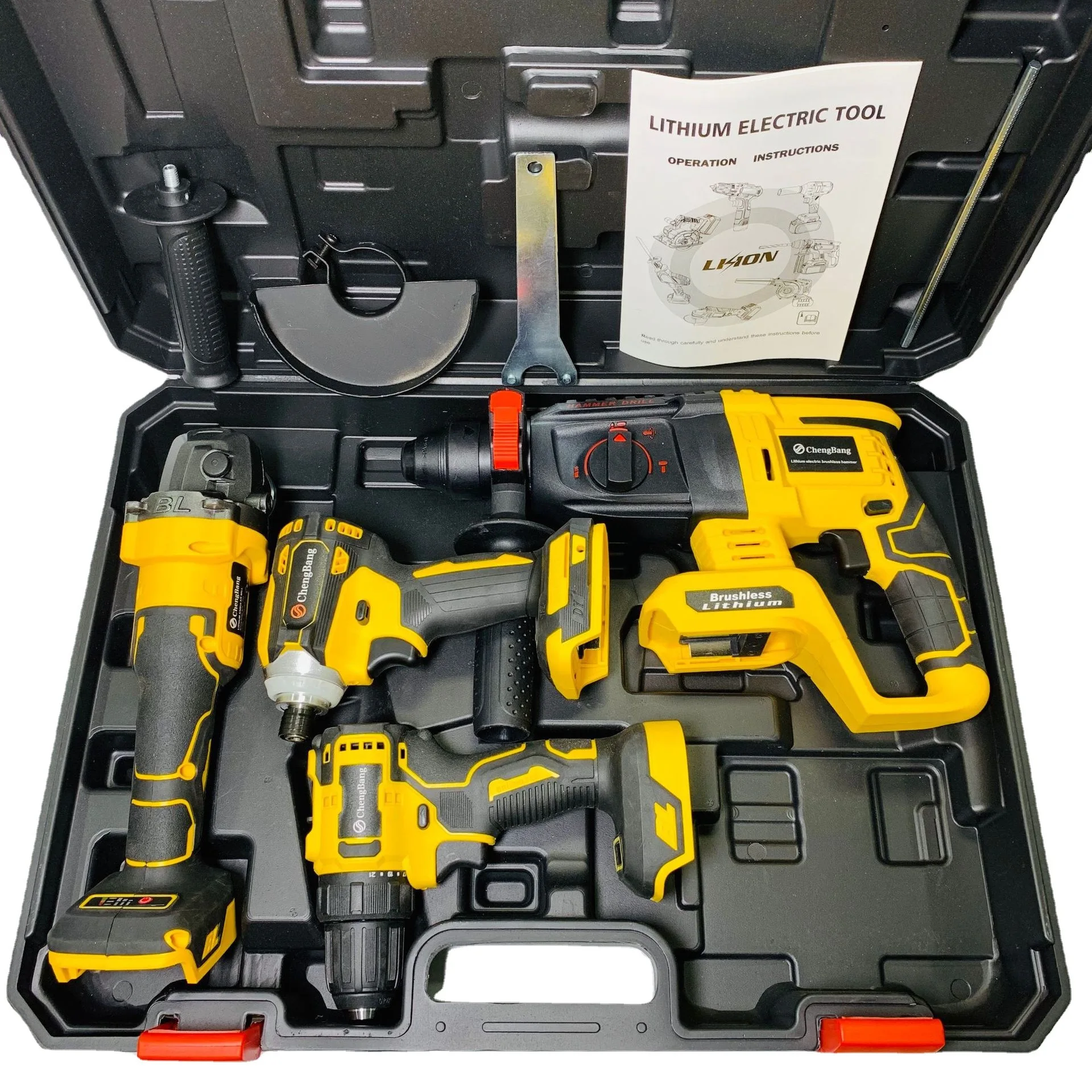 21v the best battery cordless electric drill power drilling machines brushless drill tools combo set