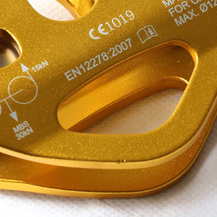 Wholesale 30KN Dual Pulley Rescue Cable Pulley Climbing Equipment Wheel Trolley Outdoor Rock Climbing Pulley