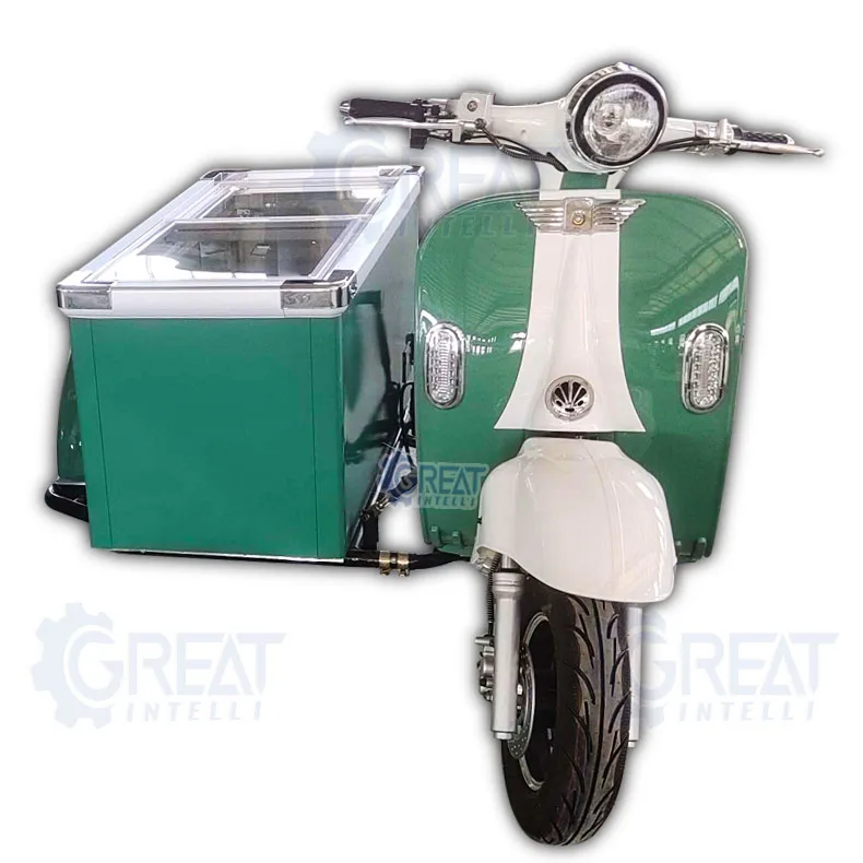 Event Stand Moped Sidecar Icecream Machines Electric Mobile 3 Wheels Ice Cream Cart Scooter with Freezer Bike