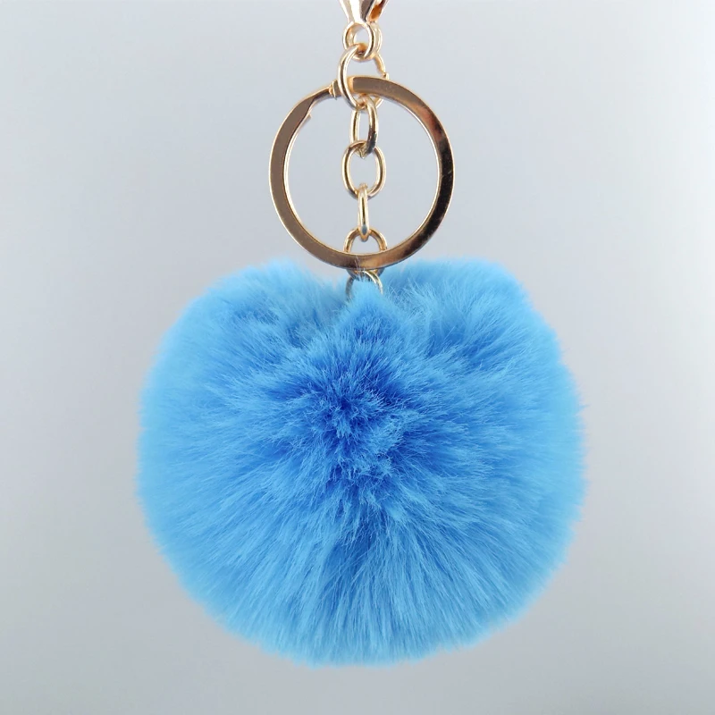 key chain rabbit fur pom pom balls furry keychain fur ball wholesale