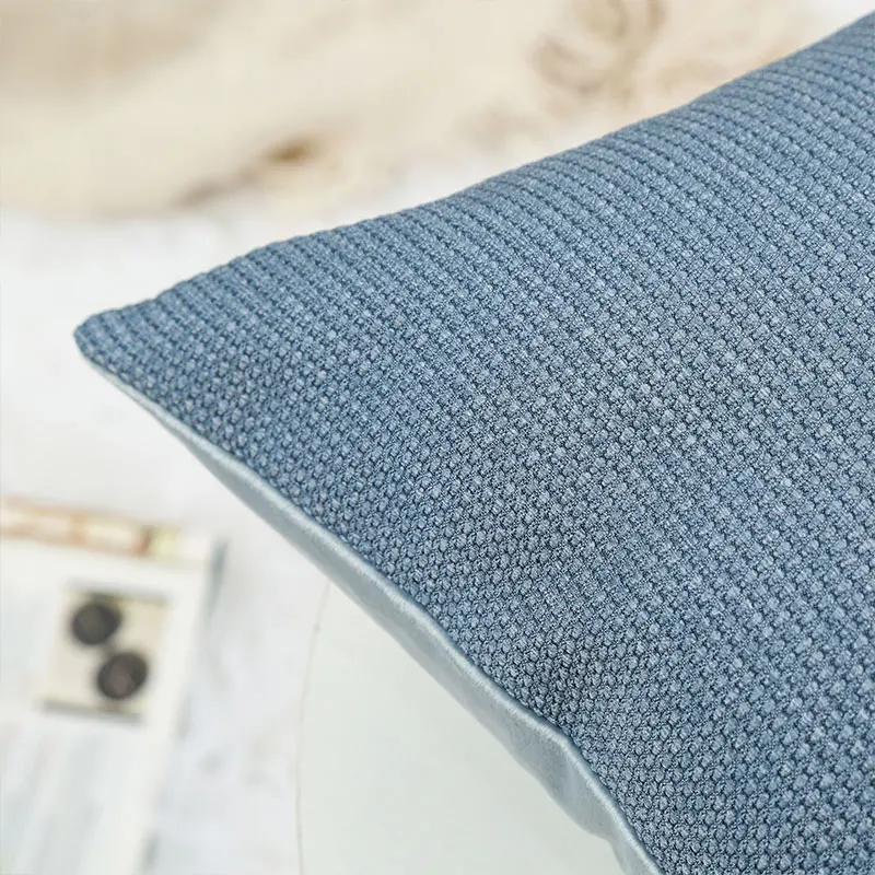 Amity Texture Face Soft Velvet Back Pillow Cover Solid Polyester Rectangle Pillowcase Simple Throw Pillow Cover