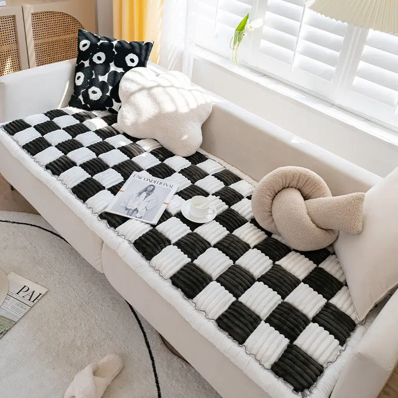 Thickened Steamed Bun Sofa Cushion Plush Non-Slip Leather Sofa Seat Cushion Simple Modern Sofa Cover