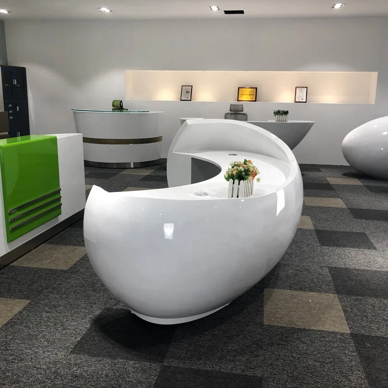 Commercial unique glossy Fashion salon white spa salon bank hospital hotel Office reception counter Modern reception desk
