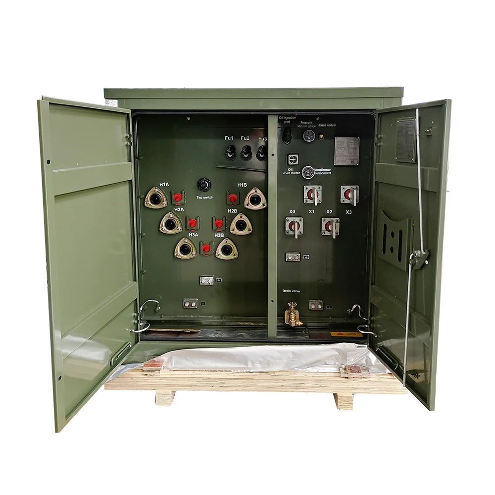 IEC60076 34.5kv to 240/480v 400kva 500kva  4-Hole Spade  Three phase pad mounted  transformer