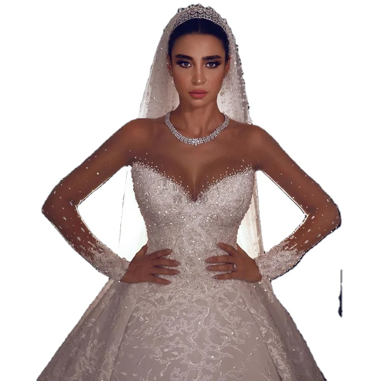 Роскошные свадебные платья с кристаллами, Турция, Стамбул, китайский производитель, бальное платье с длинным рукавом, свадебное платье, женские платья с длинным рукавом