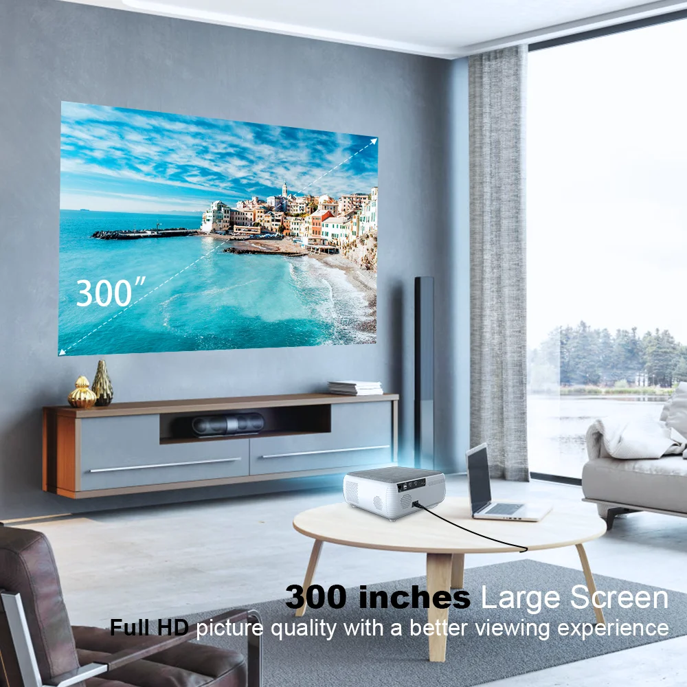 Salange P88 LED 3D Smart Projector 1080P 300 inch Screen Home Theater 7000 Lumen HD LCD Display Logo Video Beam Projector Phone