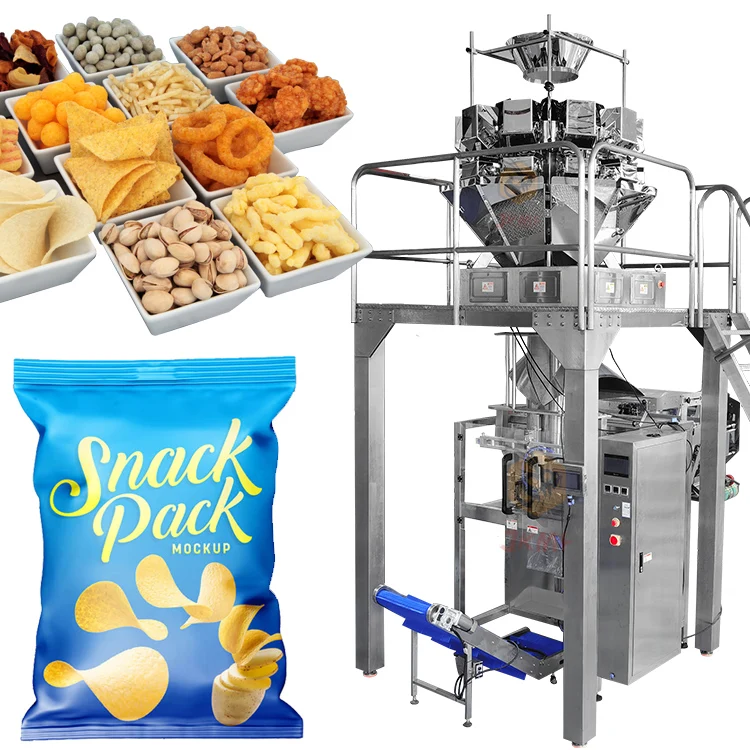 Automatic Snack Food Packing Machine With Nitrogen Flushing Potato Chips Packing Machine Corn Puffs Popcorn Bag Packing Machine