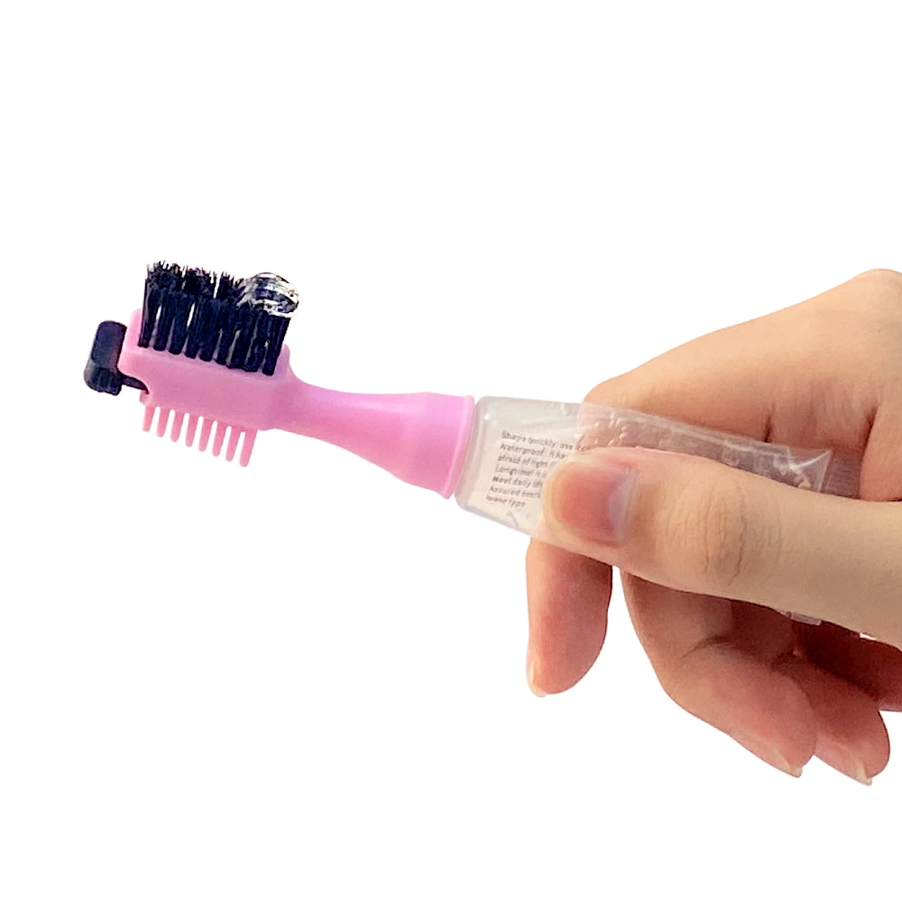portable strong hold small edge control brush with gel tube