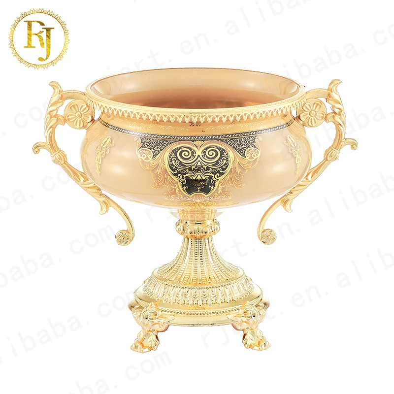 High-End Hotel Muslim Dinnerware Villa Decoration Uzbek Skidki Chinni Idishlar Posuda Crystal Fruit Plate Gold Fruit Plate