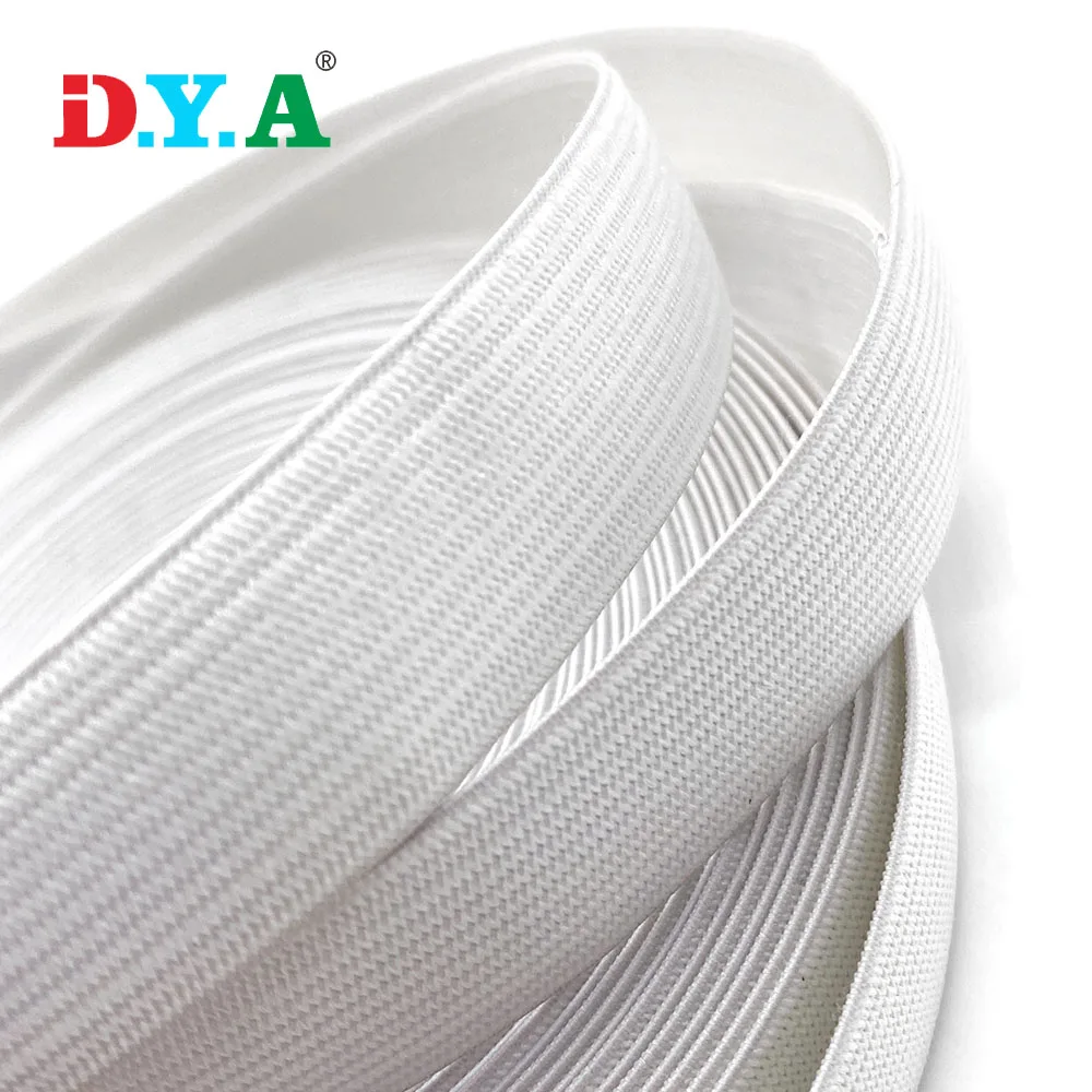 Free Sample 10mm-100mm White Black Color Polyester Rubber Elastic Waistband Knitting Elastic Tape for Cycling Clothing