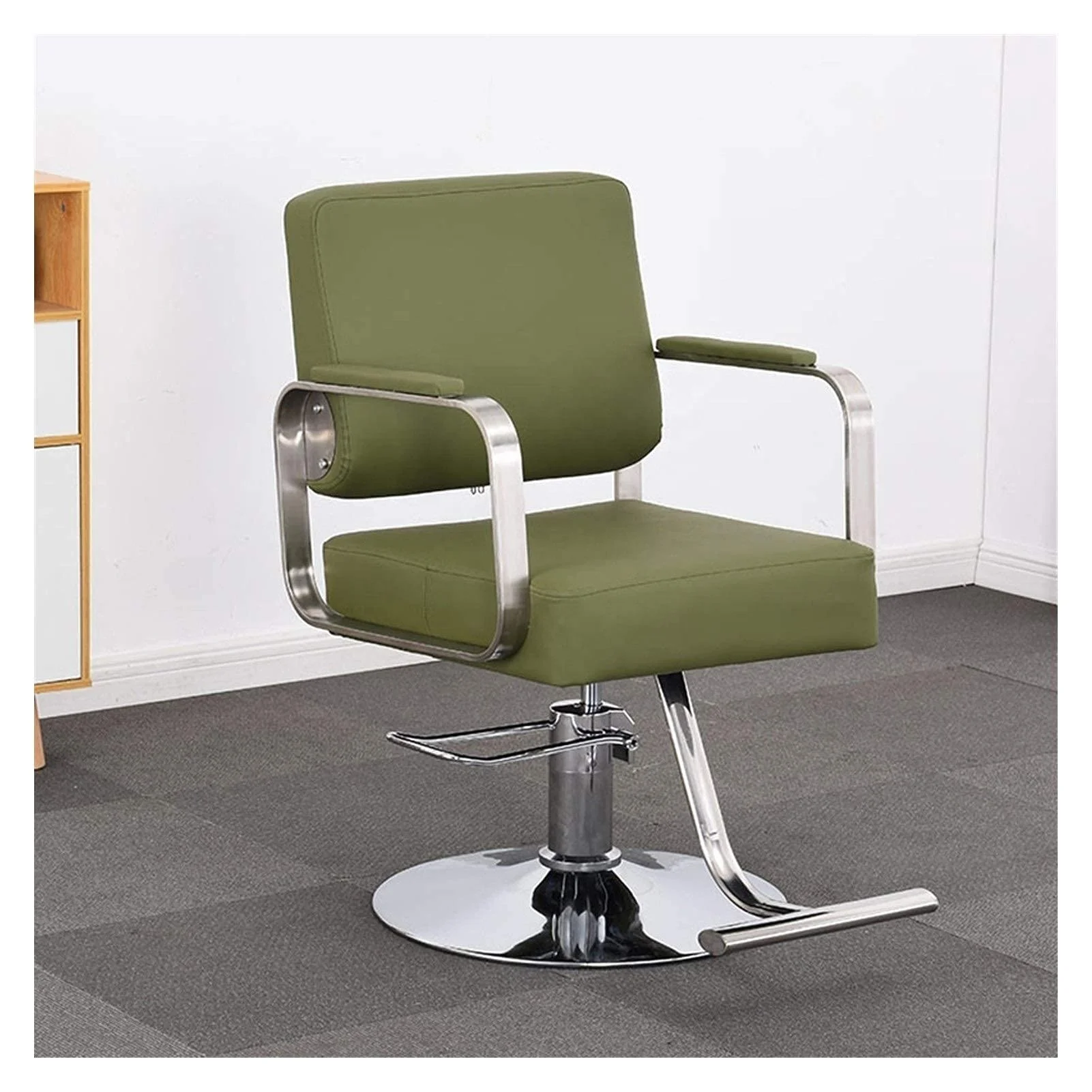 vintage portable white brown recline hydraulic barber beauty reclining styling salon chair for hair stylist with footrest