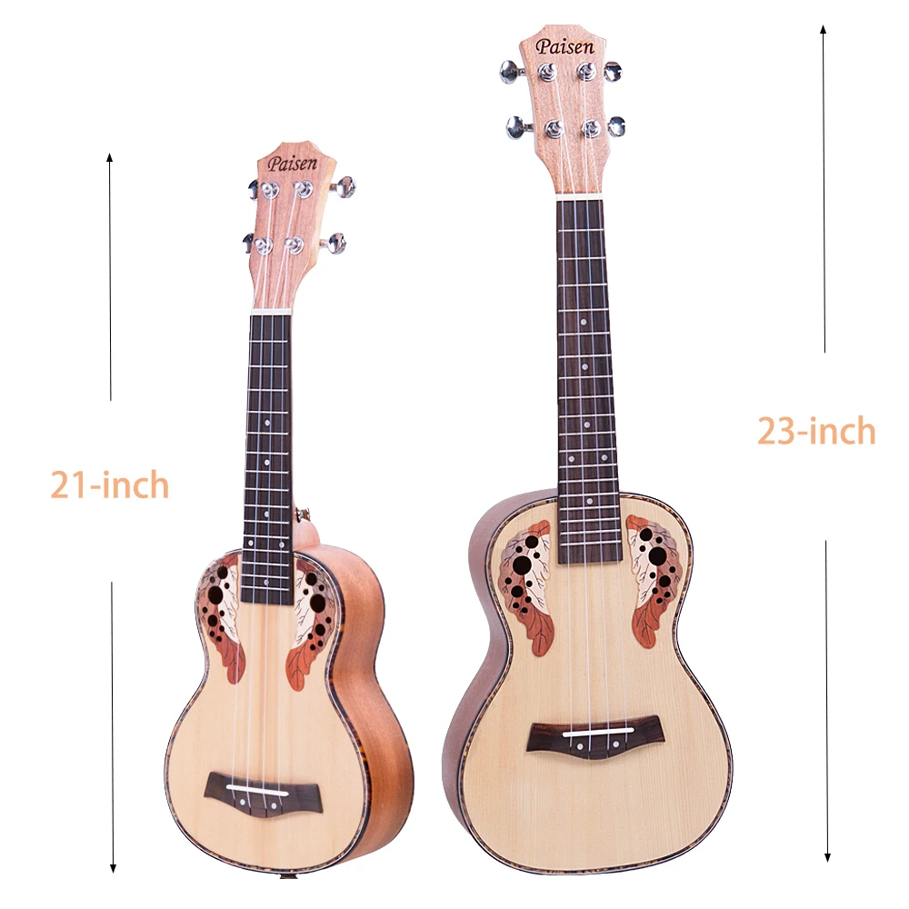 Paisen Spruce 21-inch Soprano ukulele for Beginner and Children Send with Bag Tuner Capo Strap Picks