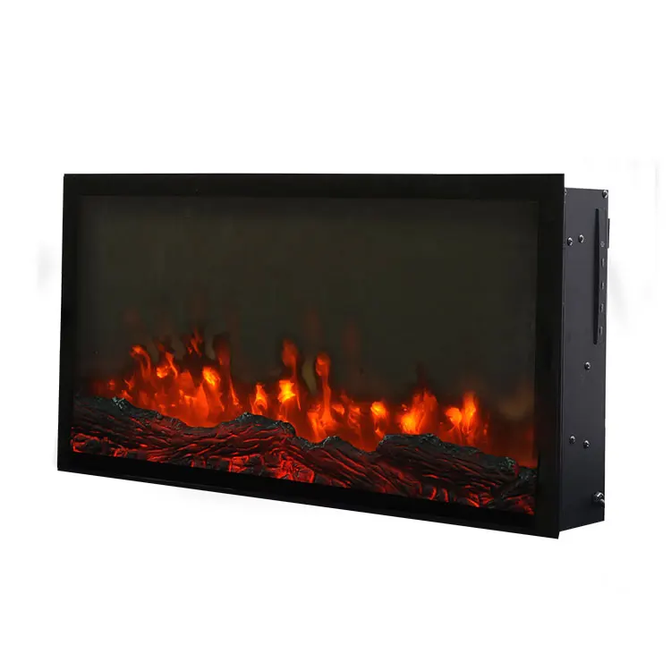 Custom decor modern Wifi smartphone remote control flame wall mounted 1500w gold smart electric fireplace storage tv stand