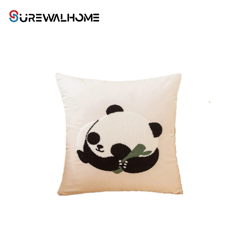 SUREWALHOME Panda Pillow Cute Sofa Throw Pillow Decorative Pillow with Panda Face Animal Character Cushion