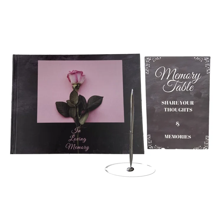 Professional Hardcover 1200Gm Grey Board Funeral Guest Book Memory Funeral Souvenirs