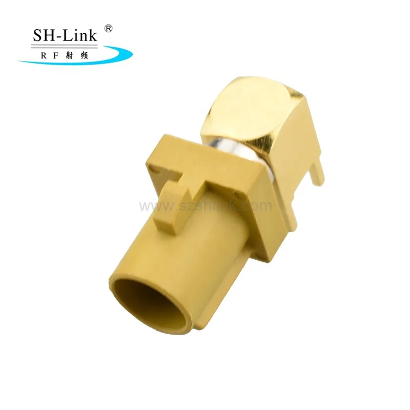 Fakra K Male Curry Right Angle Thru Hole PCB Solder Connector for Car