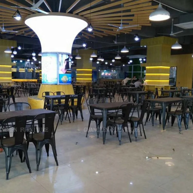 Foshan factory vintage metal industrial restaurants dining table and chair