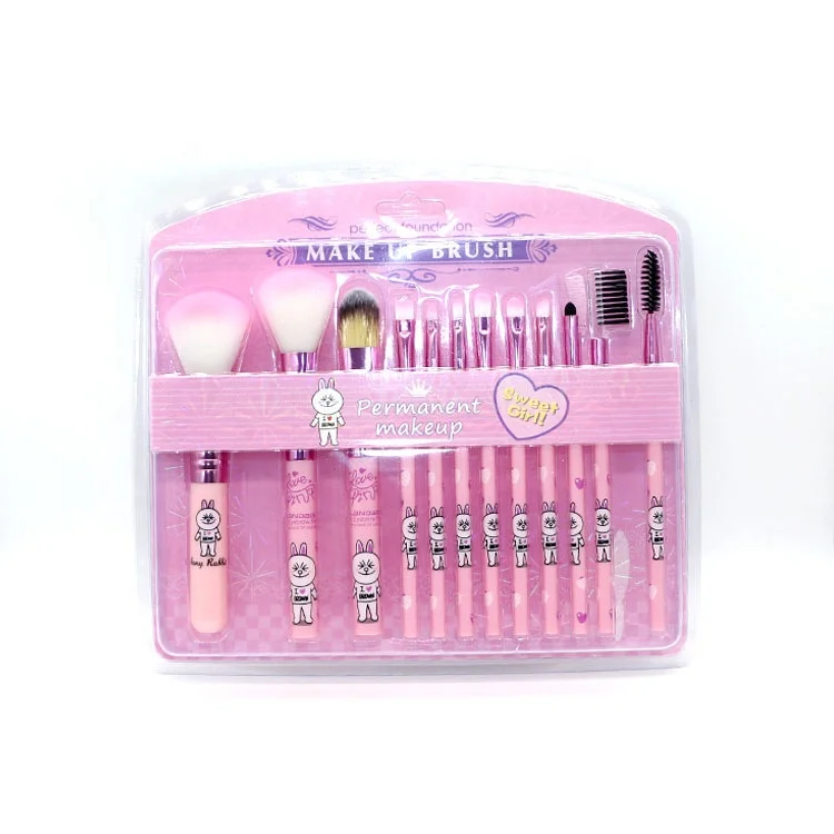 Wholesale pink brown bear professional make up brush custom eyeshadow brush make set up hello kitty cartoon make up brush set