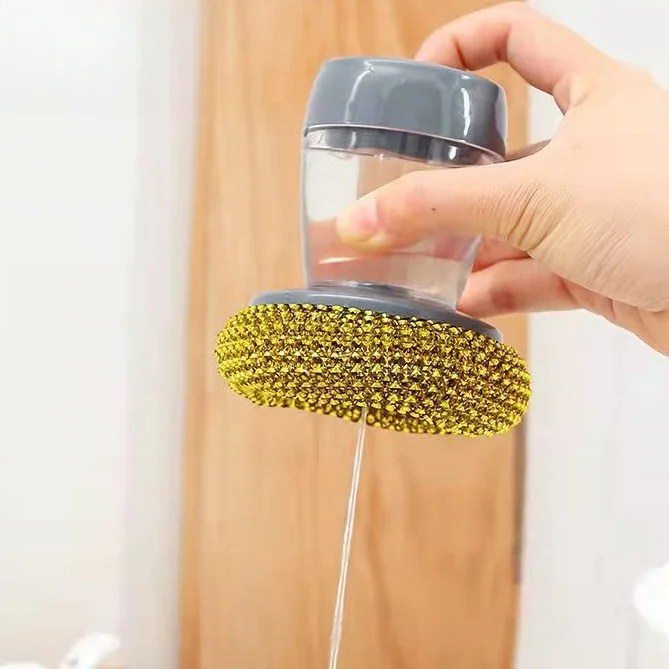 Automatic Liquid Dispenser Pot Dish Washing Brush Cleaner Palm Sponge Dish Cleaning Brush  Kitchen Soap Dispenser Brush