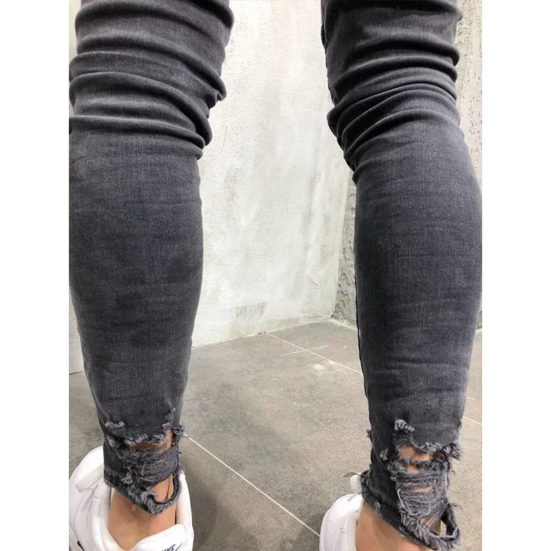 Men Custom Jean Patch Black Straight Jeans Men Painted Ripped Jeans for Men