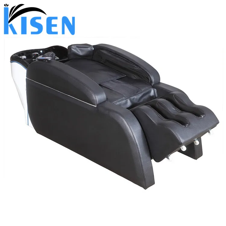 Kisen hot sale semi auto shampoo bed massage human touch beds hair washing electric chair with basin for salon barbershop use