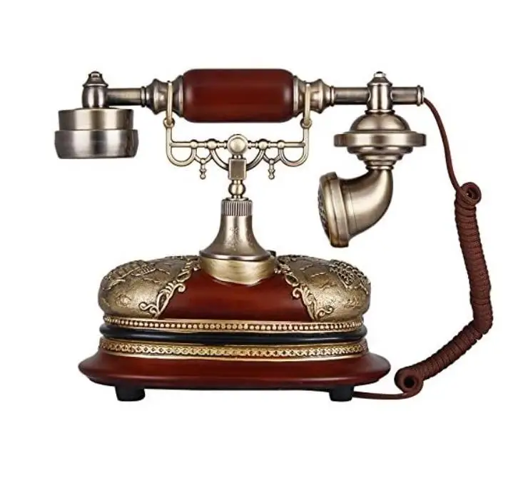 Retro Vintage Antique Style Rotary Dial Button Desk Telephone Phone Home Living Room Decor