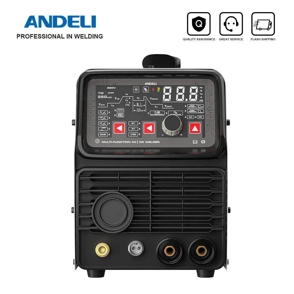 ANDELI Free ShippingTIG-250PE LED 220V AC DC TIG Welder TIG Welding Machine AC TIG Cold Pulse  Aluminum Welding MMA Spot