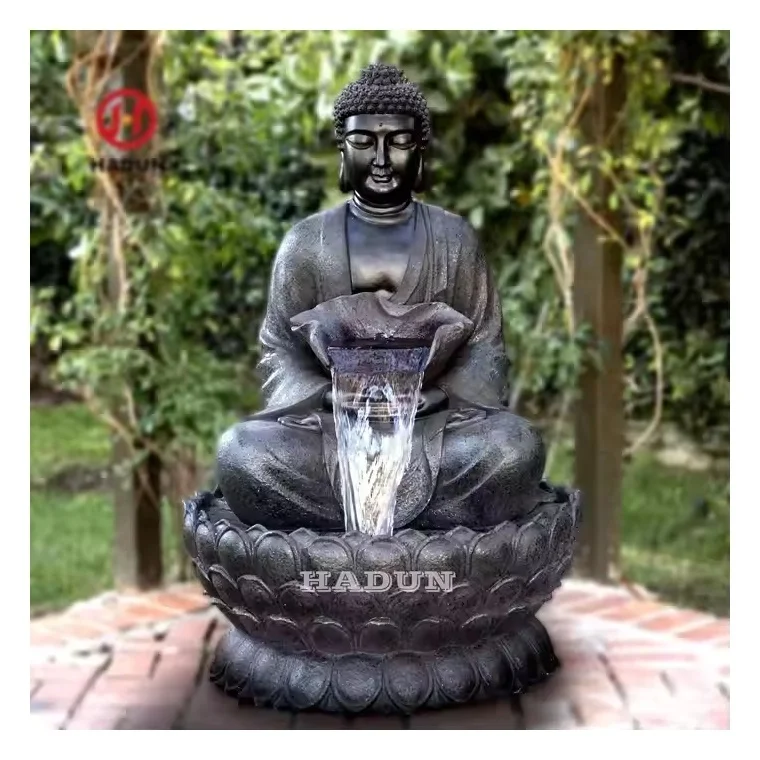 Modern Outdoor Garden Hand Carved Natural Stone Waterfall Marble Buddha Fountain