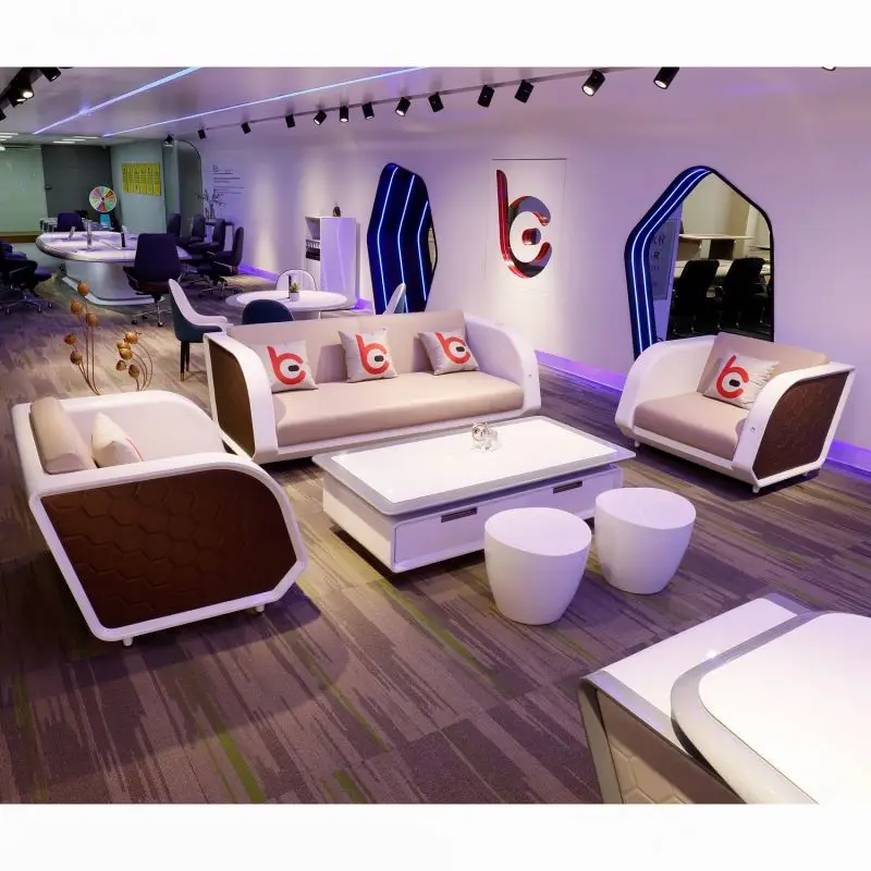 Modern White Commercial Office Couch Leather Lounge Lobby Furniture Reception Waiting 3 1 1 Executive Sofa Set