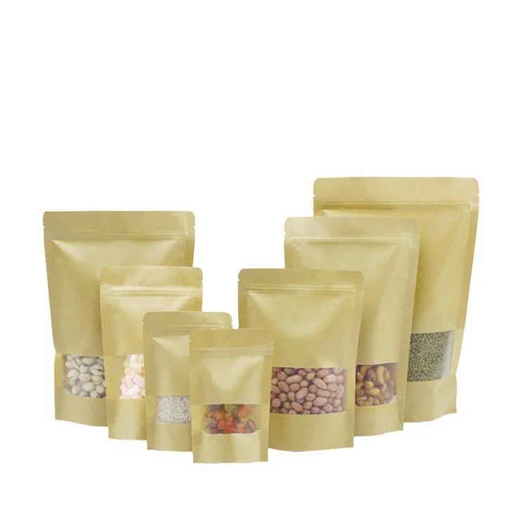 
ON SALE Kraft Paper Bag With Clear Window Factory Supply Paper Bags Kraft Paper Pouch Bag Customized 