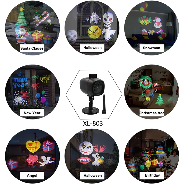 Waterproof Outdoor Led Christmas Projector Projection Lights With Tree Halloween Pattern In Air