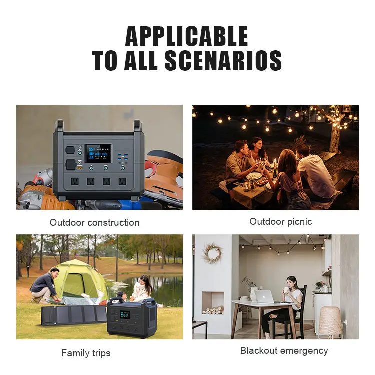 Auto portable rechargeable emergency solar power bank station generator 1200w 1500w 2000w portable battery