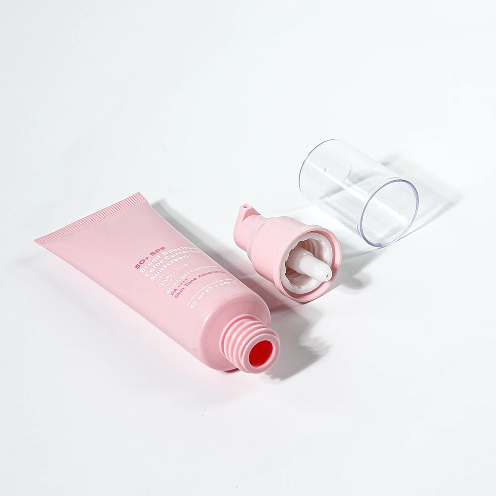 Custom 50ml Squeeze Tube BB / CC Cream Sunscreen SPF Lotion Cosmetic Packaging Tube With Airless Pump