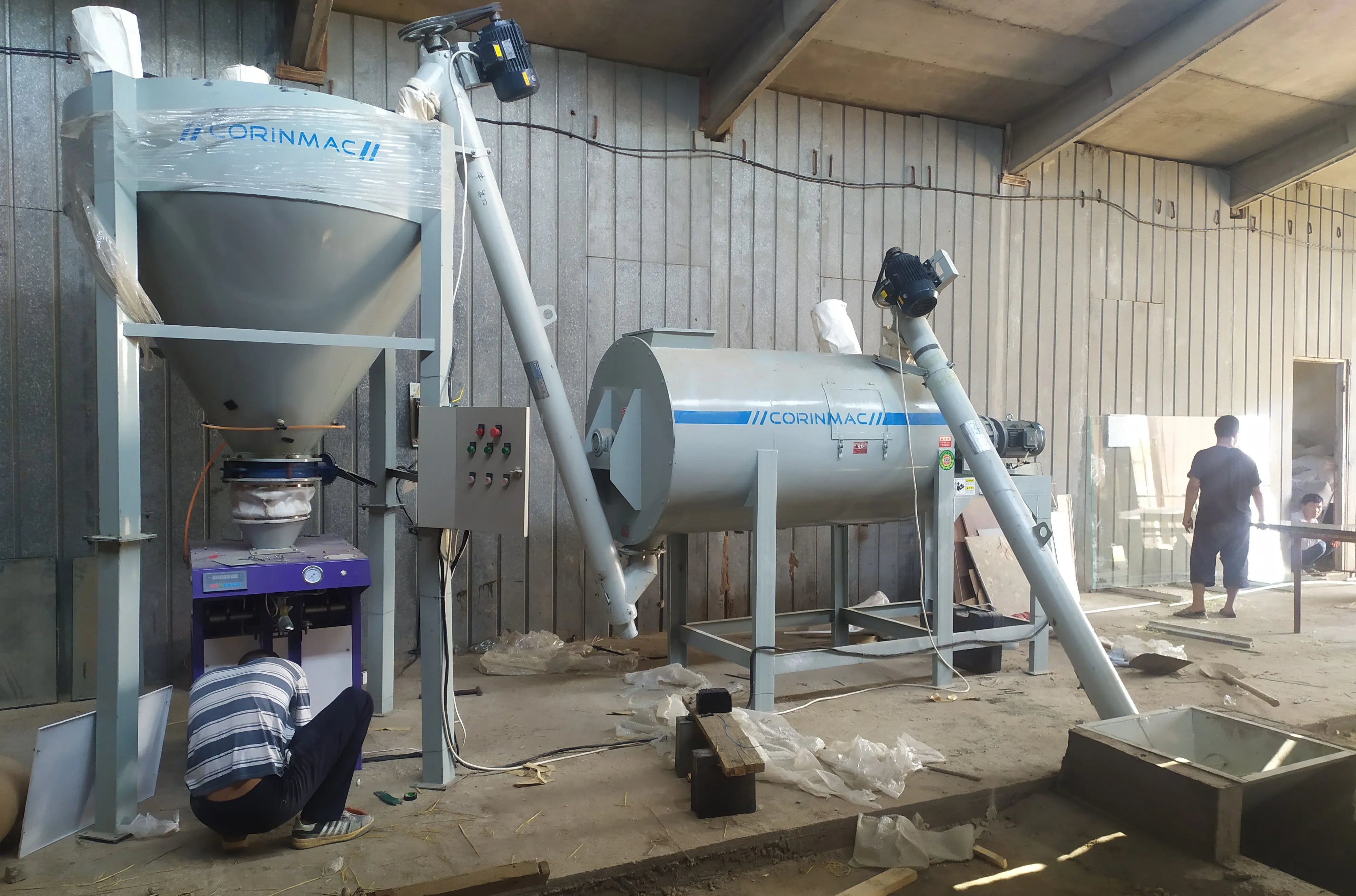 simple dry cement mortar plaster production line mixer machine premix plant mixing equipment manufacturer for sale