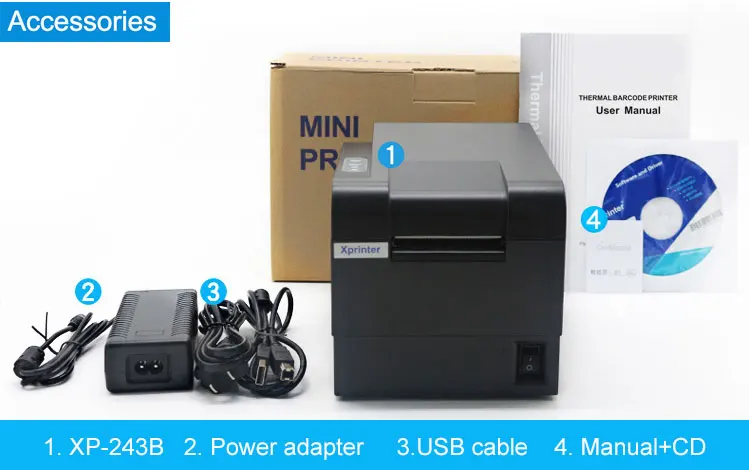 2inch 58mm desktop thermal barcode printer mini label sticker shipping printer XP-243B