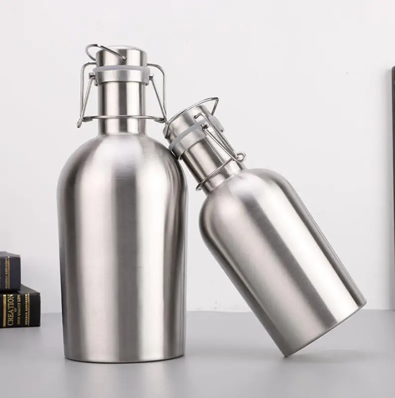 Wholesales 32ounce stainless steel beer growler with Swing-Top, 1 liter single wall Stainless Steel with Swing-Top Beer Growler