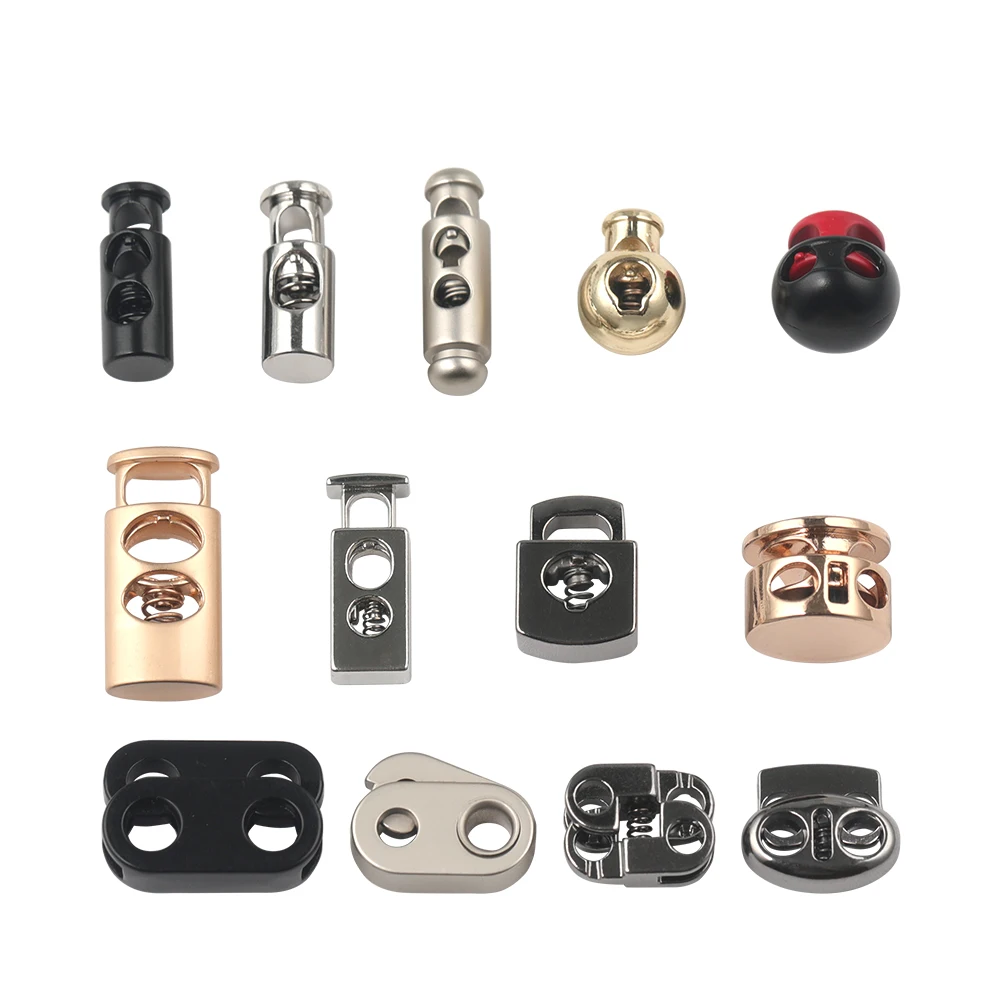 YYNK 2022 Fashion Design Apparel Pig-nosed Two Holes Metal Stopper Elastic Drawstring Cord Lock with Nickel-Free Plating