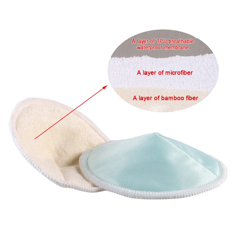 Лидер продаж на Amazon натуральные бамбуковые моющиеся абсорбирующие многоразовые антипереливные вкладыши для кормления с сумкой стирки