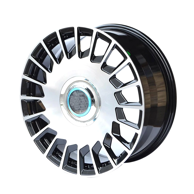 The 20-inch Mercedes Benz Maybach S600 has aluminum wheel hubs for its Fojato wheels