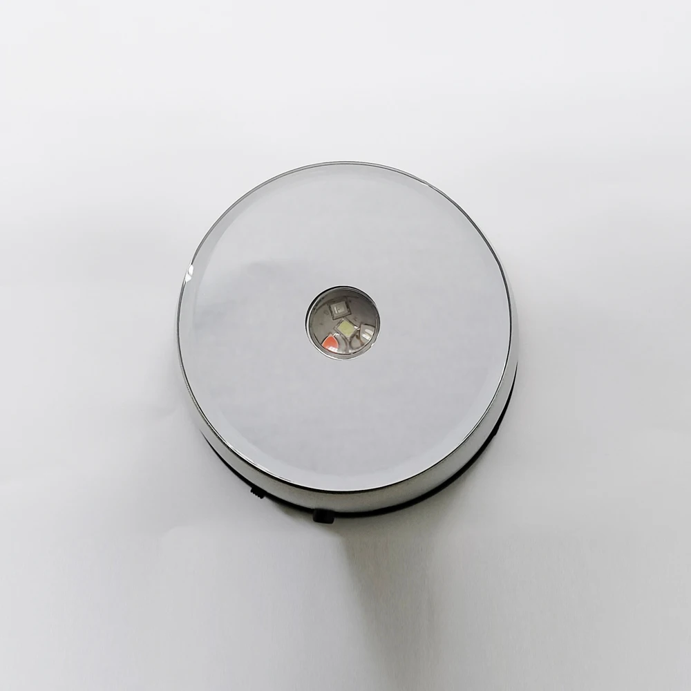 EU adapter 9cm crystal Rotating led light stand base for Glass Cube 4 SMD RGB color changing rotated led bottle base stand