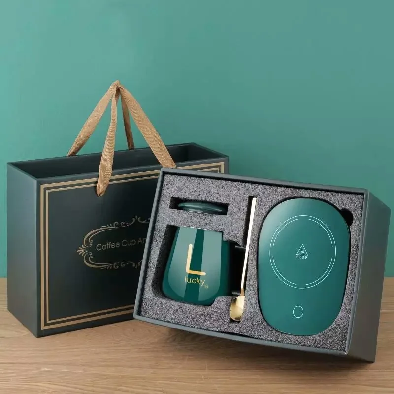 Custom Packaging 55 degrees Constant Temperature Intelligent Heating Smart Ceramic Coffee Mug Cup