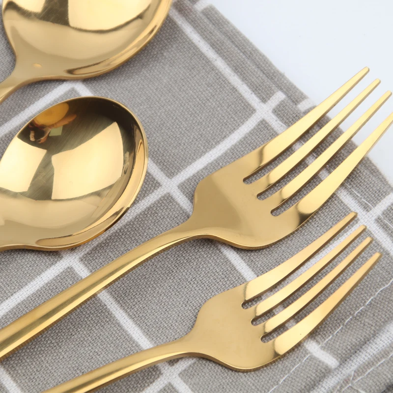 Amazon hotsale gold 6pcs cutlery custom stainless steel flatware set